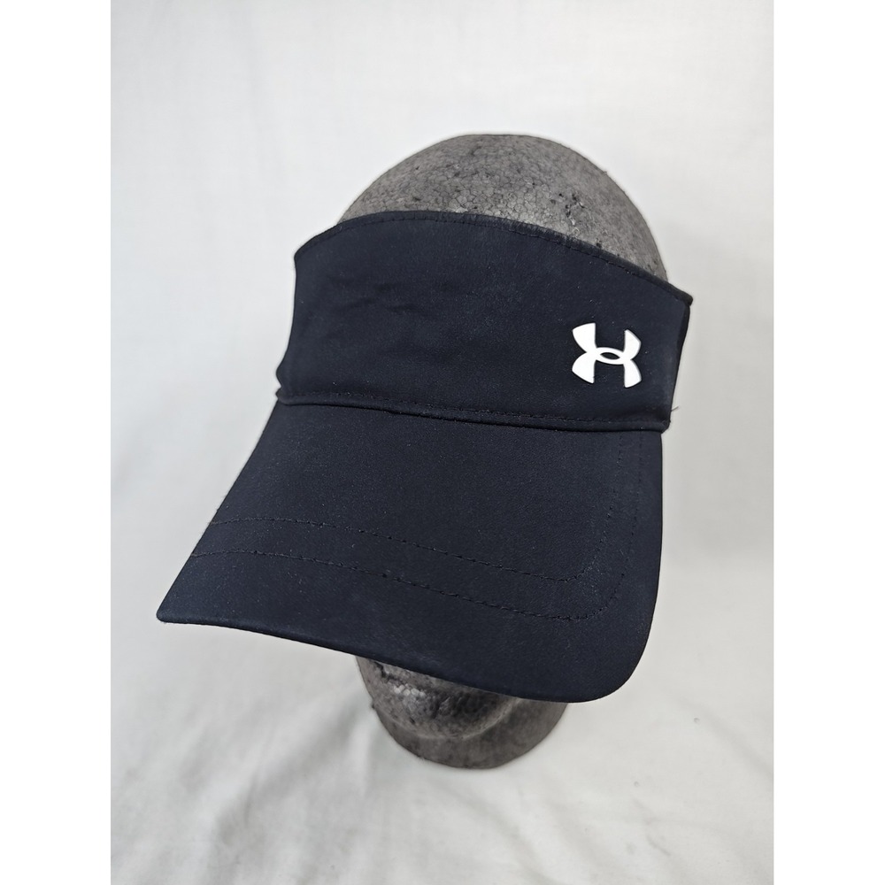 Under Armour Golf Black Visor UA Spell Out Script Logo Tennis Cap Hat OSFA Flex